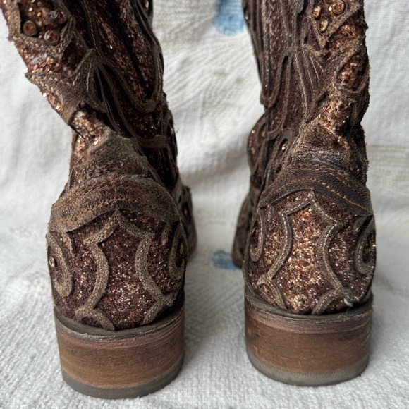Corral Women's Orix Glitter Inlay & Studs Square Toe Boots Size 8.5 - Picture 7 of 14